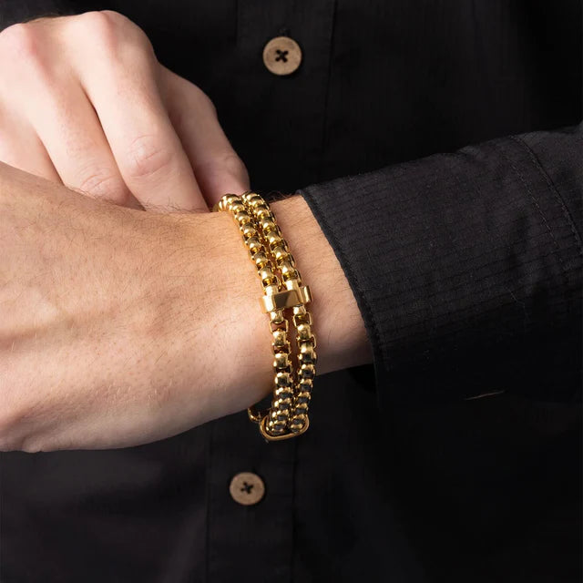 Double Chain Metal Clasp Bracelet