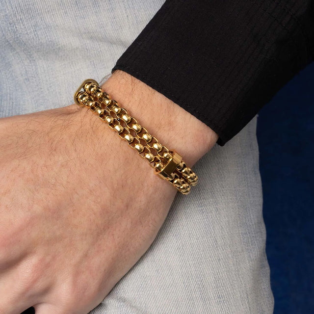 Double Chain Metal Clasp Bracelet