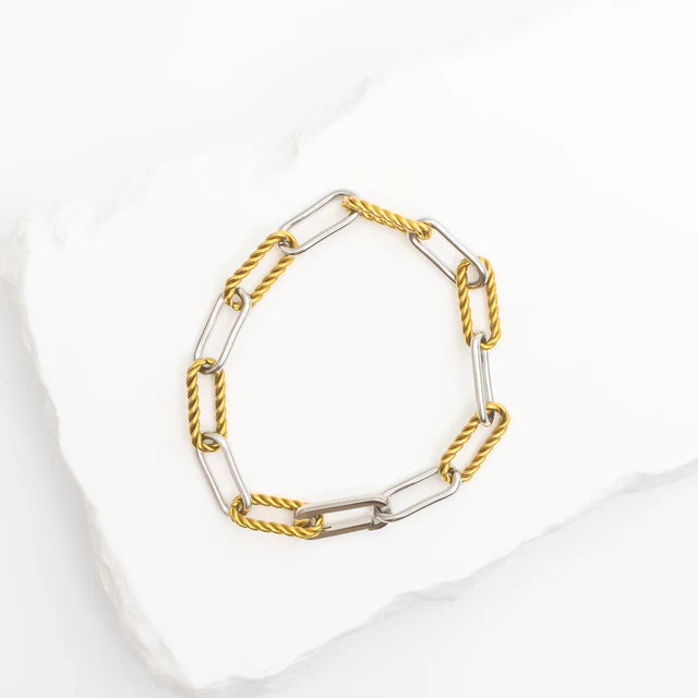 Twist Chain Mixed Metal Bracelet