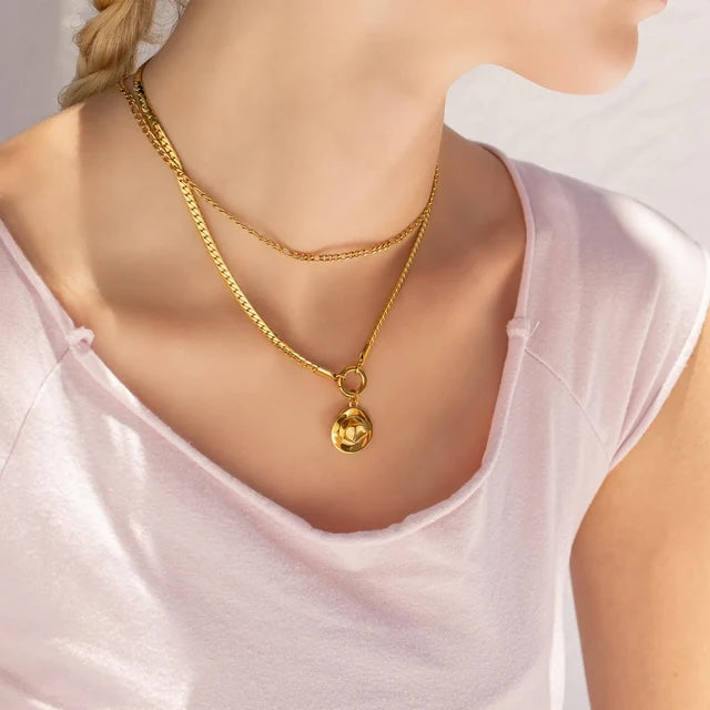 Stainless Steel Curb Chain Charm Holder Necklace