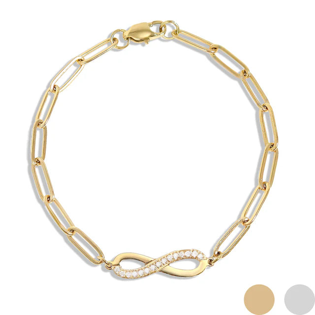 18K "Infinity" Paperclip Chain Bracelet