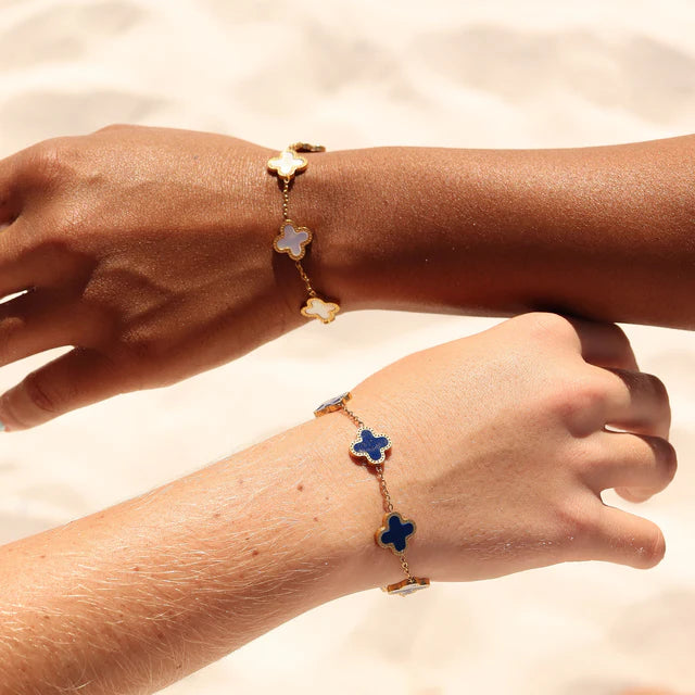 18K Gold PVD Stainless Steel Lucky Clover Charm Bracelet